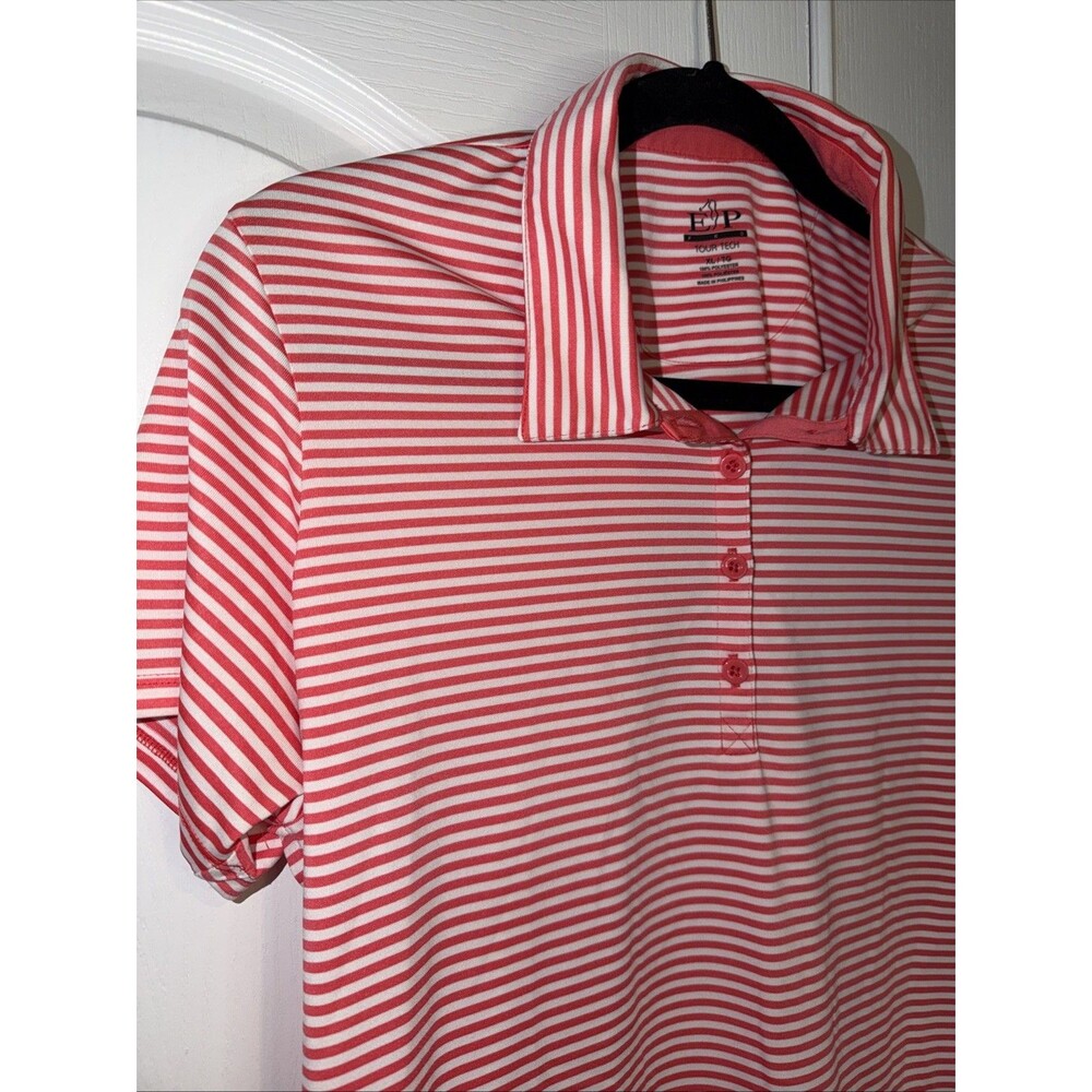 EP Pro Tour Tech Polyester Polo Golf Shirt Women Size XL Striped Performance - Picture 2 of 10
